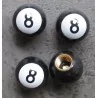 Wheel valve cap (x4) 8 ball white auto motorcycle billiards