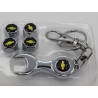 bouchon valve de roue (x4)+ porte cle chevrolet logo jaune