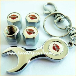 bouchon valve de roue (x4)+ porte cle harley moto biker