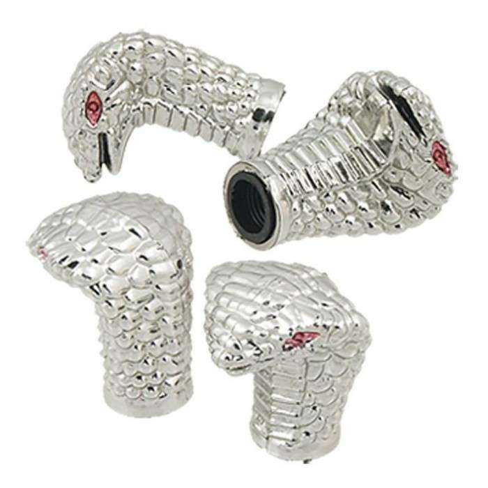 bouchon valve de roue (x4) serpent cobra auto moto chrome