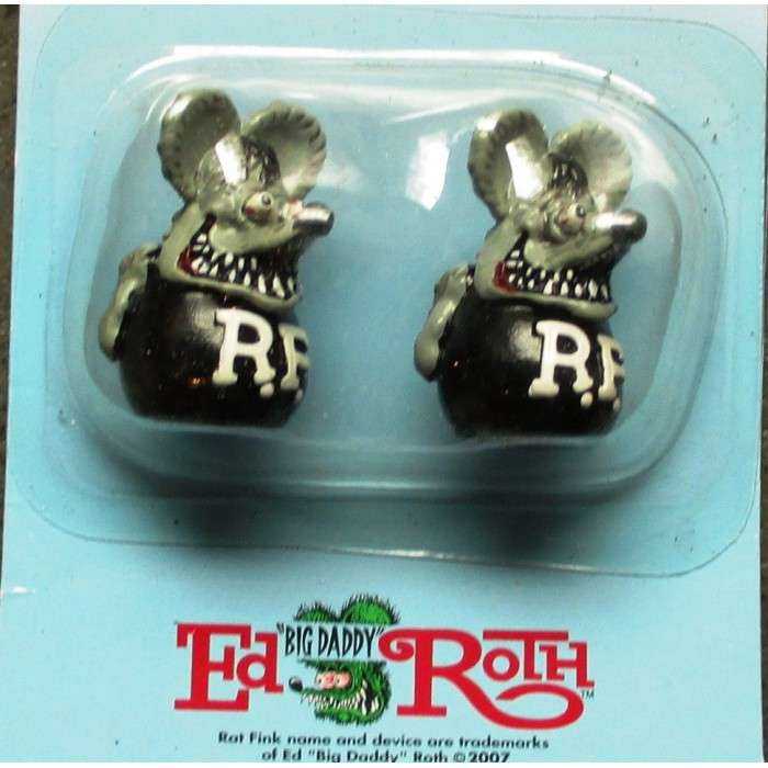 bouchon valve de roue (x2) rat fink gris auto moto velo rod