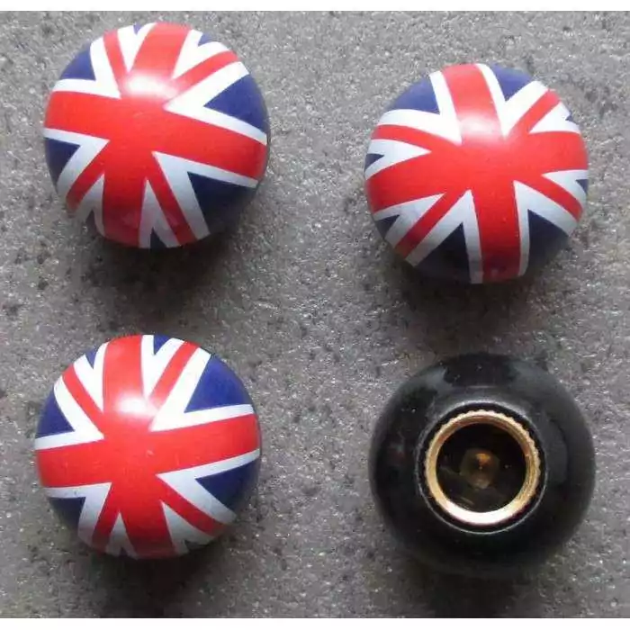 Bouchon de valves de roues UNION JACK (noir - les 4)