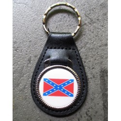 porte clé métal cuir drapeau rebel confedere sudiste auto