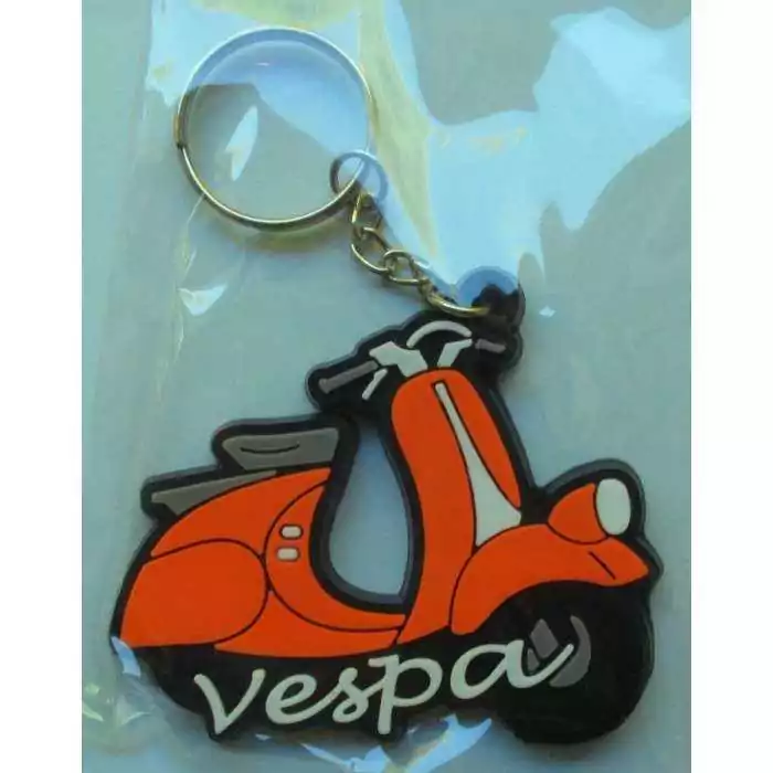 porte clé vespa orange scooter plastique souple keychain