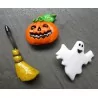 Set of 3 Brooches Halloween Pumpkin Ghost Sorcerer Brooms