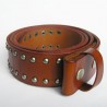 S 95cm ceinture en cuir véritable marron et rivet homme femme