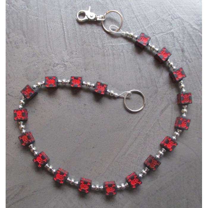 Black Skull Pirate Pirate Red Chain Biker Rock