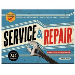 magnet 6x8cm servie & repair bleu deco metal frigo garage