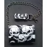 Black skull leather wallet and white stop notch + chain