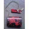 Leather wallet black glass martini red 777 rockab chain