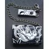 Black leather wallet swallow love white rockab chain