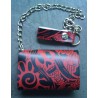 portefeuille cuir noir crane muerte rouge rockabilly chaine