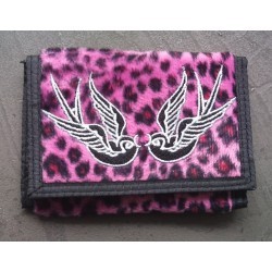 Pink leopard wallet swallow rockabilly woman pin up
