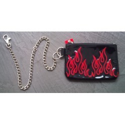Black wallet with red flames imitation man woman