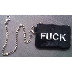 Black wallet insciption fuck man woman trash punk