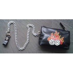 purse black ded white with red flame man woman woman