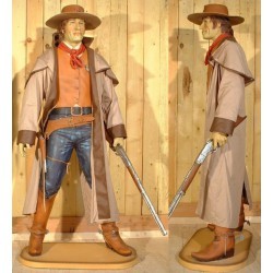 statue géante cowboy en manteau taille réel deco bar diner