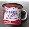 mug esso fuel oil en email tasse café emaillée goute huile