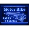 plexi advertising motor bike parts & service LED blue 30x20cm
