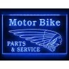 plexi advertising motor bike parts & service LED blue 30x20cm