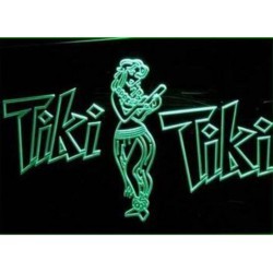 plexi advertising neon tiki hula girl LED green 30x20cm deco hawaii bar