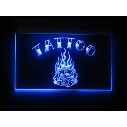 plexi advertising tattoo d flames led blue 30x20cm tattoo salon