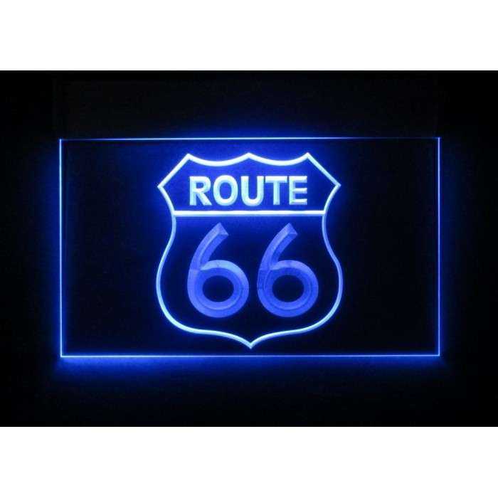plexi publicitaire neon route 66 LED bleu deco bar diner loft us