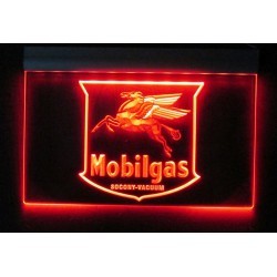 plexi advertising mobilgas pegaze LED red deco garge oil usa