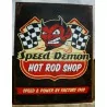 plaque hot rod shop speed demon diable tole publicitaire