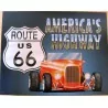 plaque hot rod orange america's highway tole publicitaire