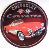 Round corvette plate red chevrolet advertising tole cab