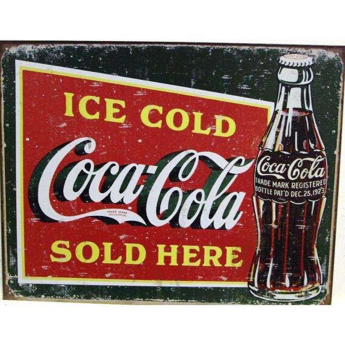 plaque coca cola sold here tole deco viellit pub bar café us