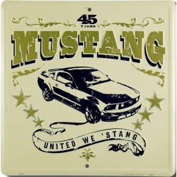 plaque ford mustang carré united we ' stang tole deco garage