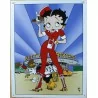 Betty Boop Plaque Waitress red dress in front of a dinner