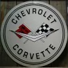 Chevrolet Corvette Plate 60cm Logo Flag Tole Deco USA