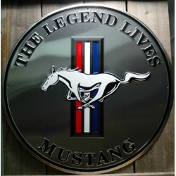 Grey Ford Mustang Plate 60cm Tole Deco Logo Poster USA Grey Ford Mustang Plate 60cm Tole Deco Logo Poster USA