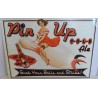 plaque pin up assise sur quille bowling tole deco affiche us