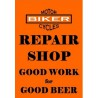 plaque repair shop  moto orange affiche déco garage bar