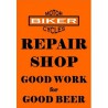 plaque repair shop moto orange affiche déco garage bar