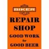 plaque repair shop moto orange affiche déco garage bar