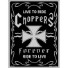 Live to ride plate chopper black Maltese cross Tole Biker