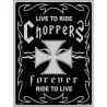 plaque live to ride chopper noir croix de malte tole biker