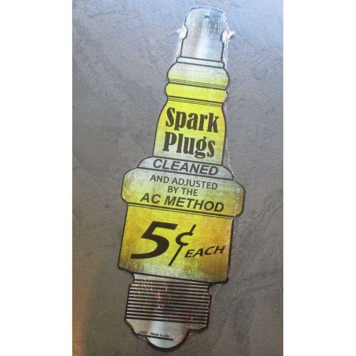 Plate candle cut out Spark Plug 5 cents Tole Deco Garage US