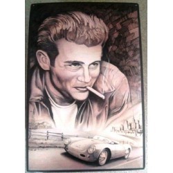 plaque james dean et porsche 60x40cm tole deco affiche