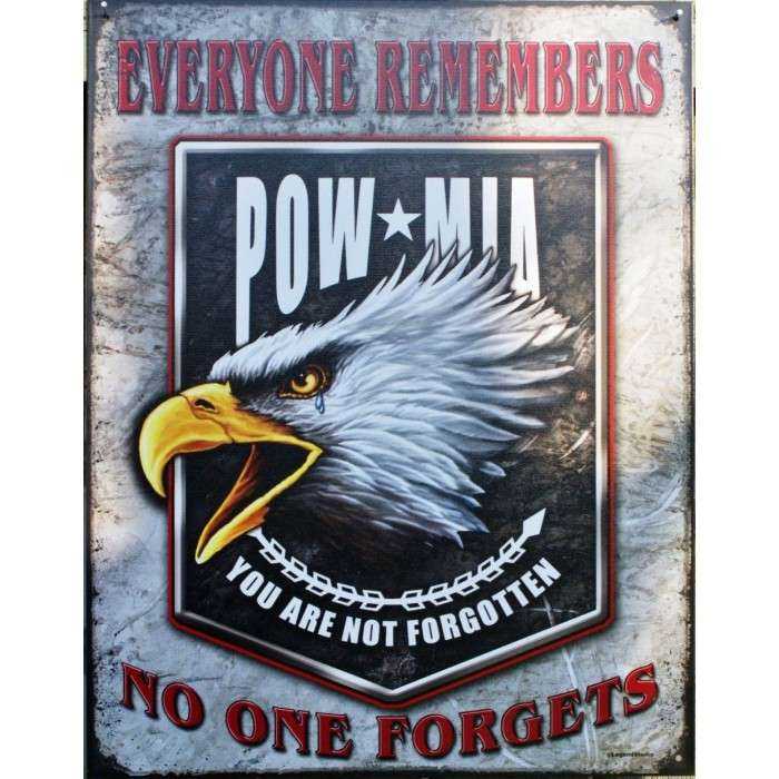 plaque aigle pow mia no one forgets tole deco biker motard