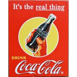 plaque coca cola real thing orange tole deco bar diner usa