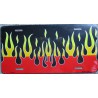 plaque d'immatriculation flammes jaune orange fond noir tole