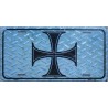 plaque d'immatriculation croix malte sur fond imitation alu