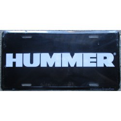 plaque d'immatriculation hummer blanc sur noir tole deco