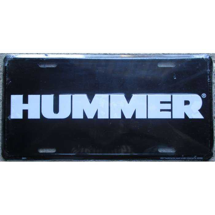 License plate Hummer white on black Tole Deco